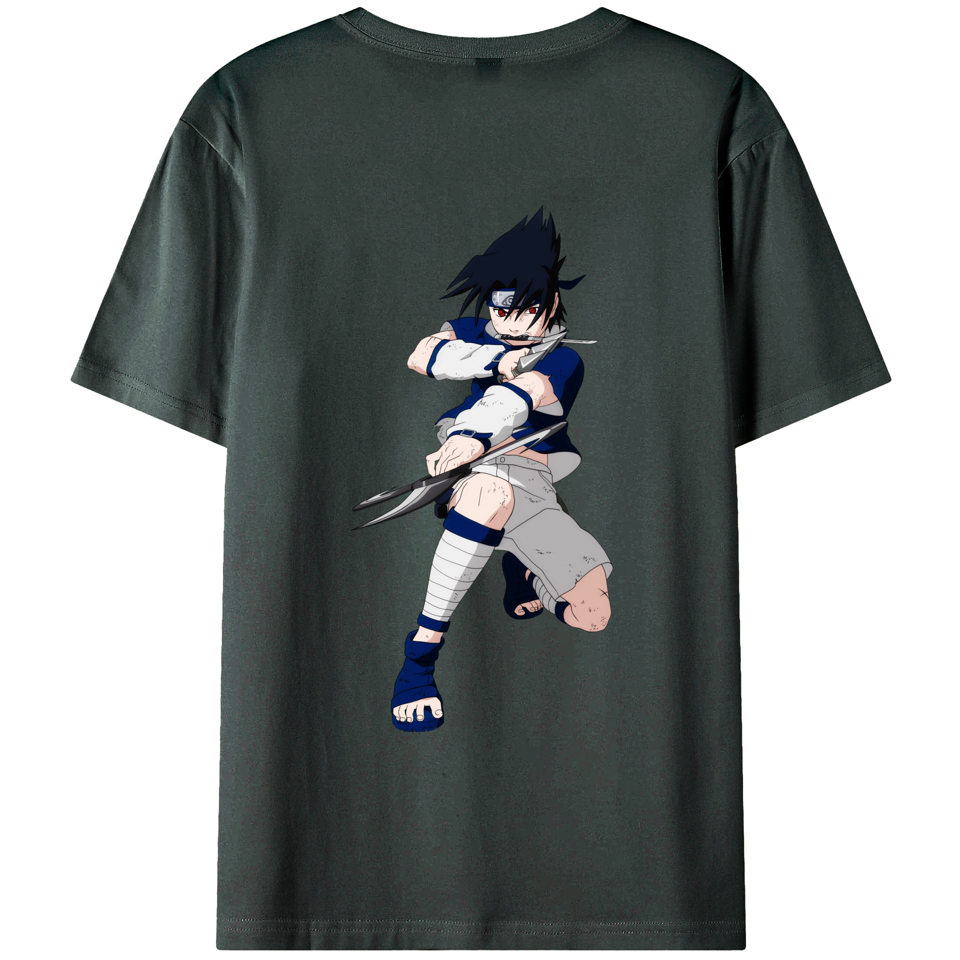 （画像用） NARUTO -ナルト- うちは サスケ Uchiha Sasuke 綿100％ メンズ半袖Tシャツ（バックプリント） 通気性